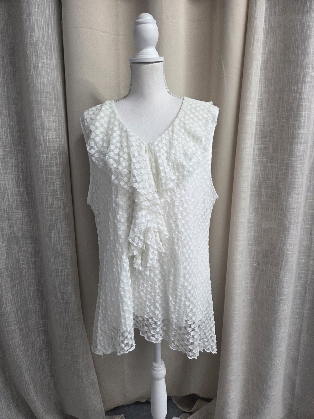 Shannon Ford White Lace Coastal Grandmother Cottagecore Dollette Coquette Sz 3X